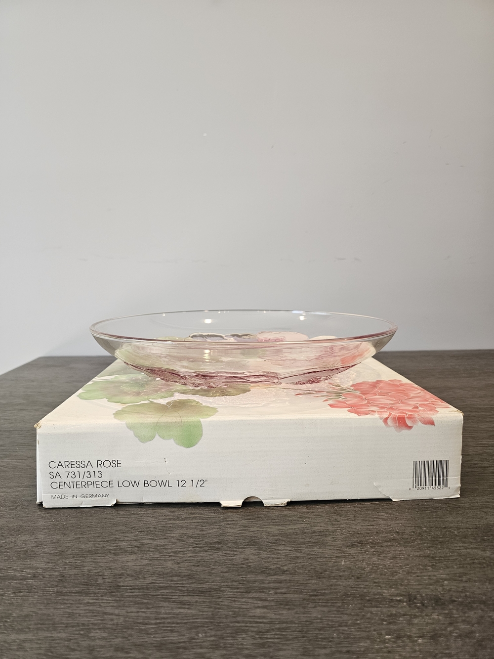 Kosta Boda Caressa Rose Clear Glass Low Bowl - Pink Accent